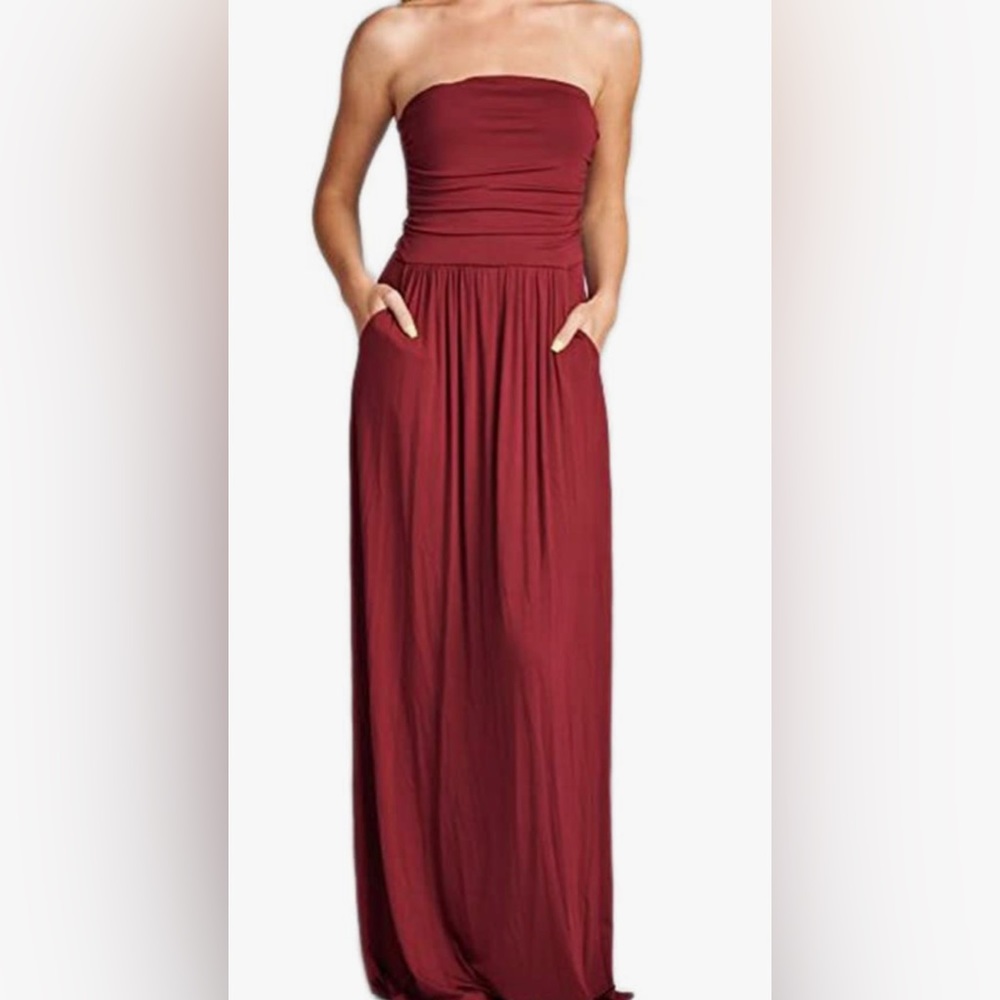 Vanilla Bay Women's Strapless Full Length Maxi Dress with Pockets L